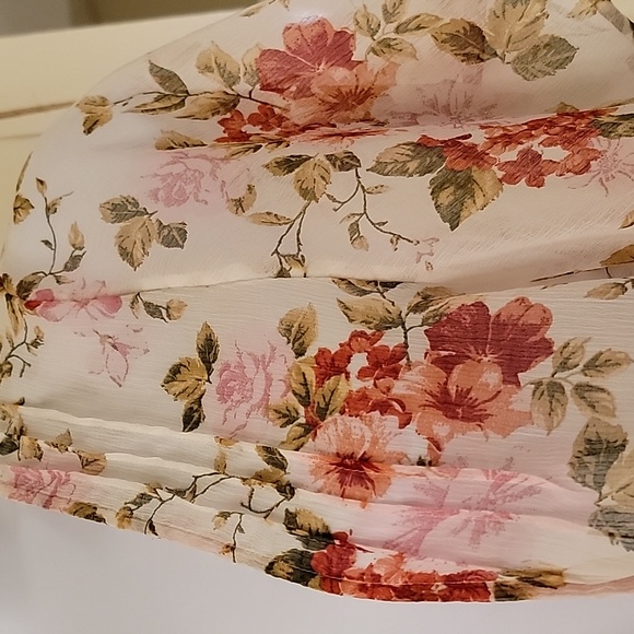 AMERICAN EAGLE OUTFITTERS Floral Open Front Duster Ivory, Pink,Green sz XS-S - Picture 4 of 12